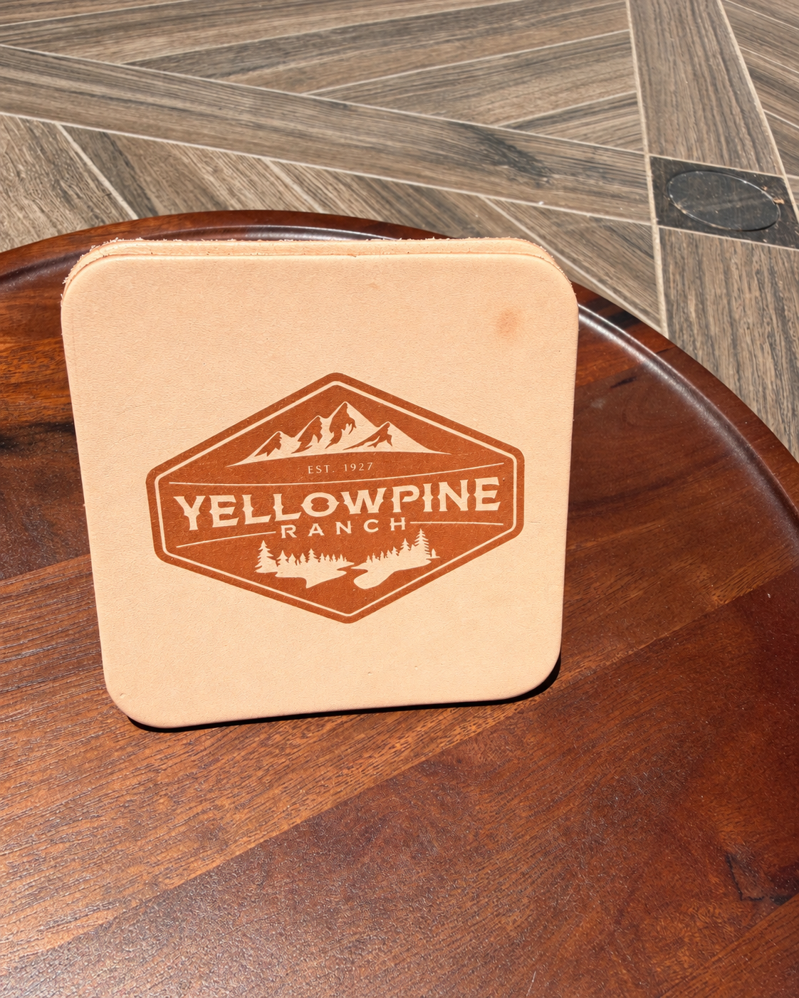 Custom Engraved Leather Coaster Set of 4 – Personalized Photo, Logo or Design