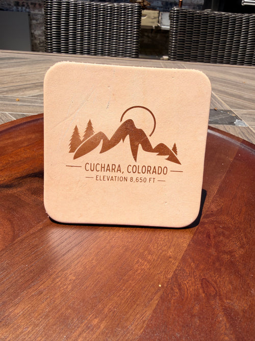 Custom Engraved Leather Coaster Set of 4 – Personalized Photo, Logo or Design