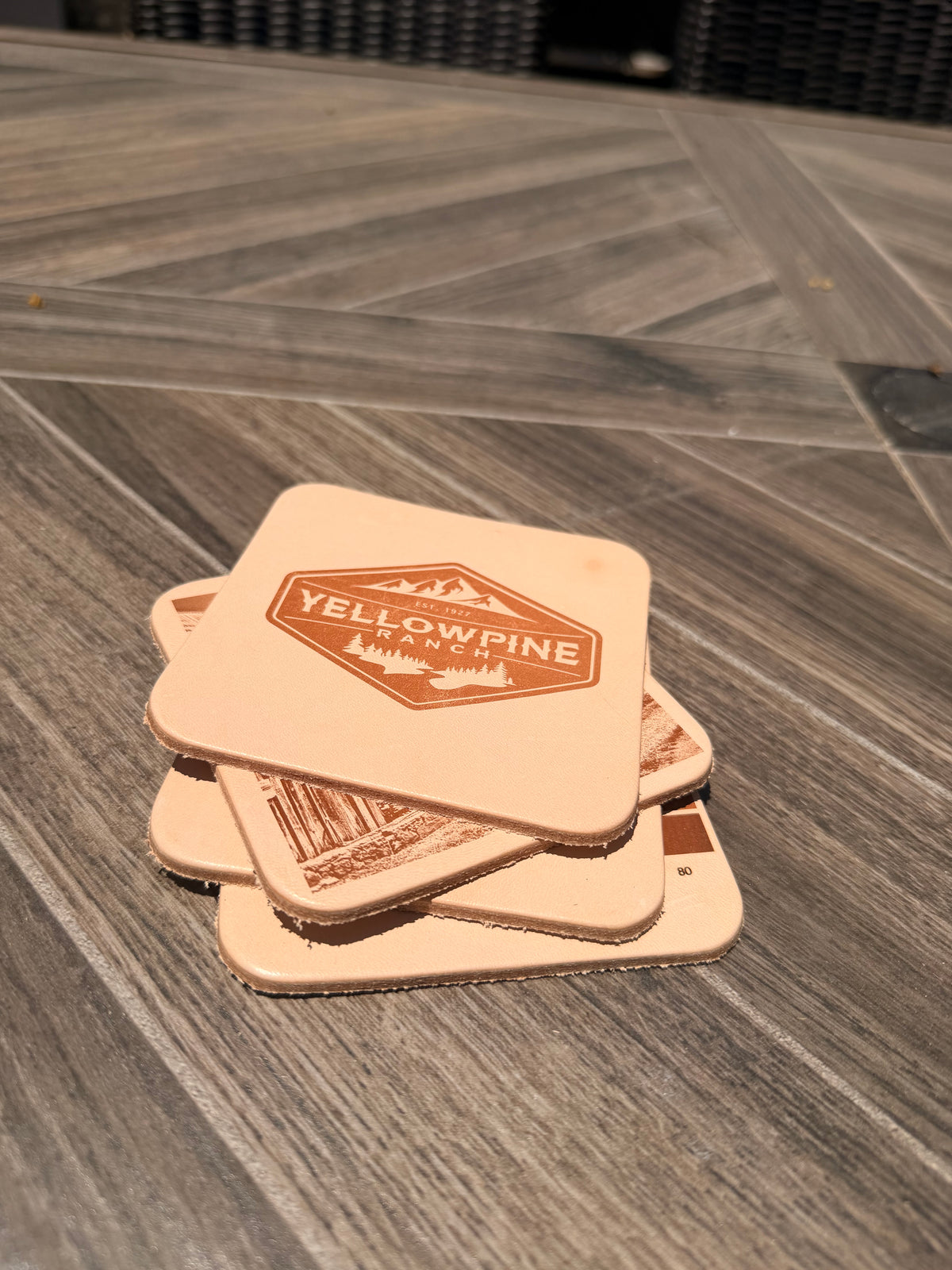 Custom Engraved Leather Coaster Set of 4 – Personalized Photo, Logo or Design