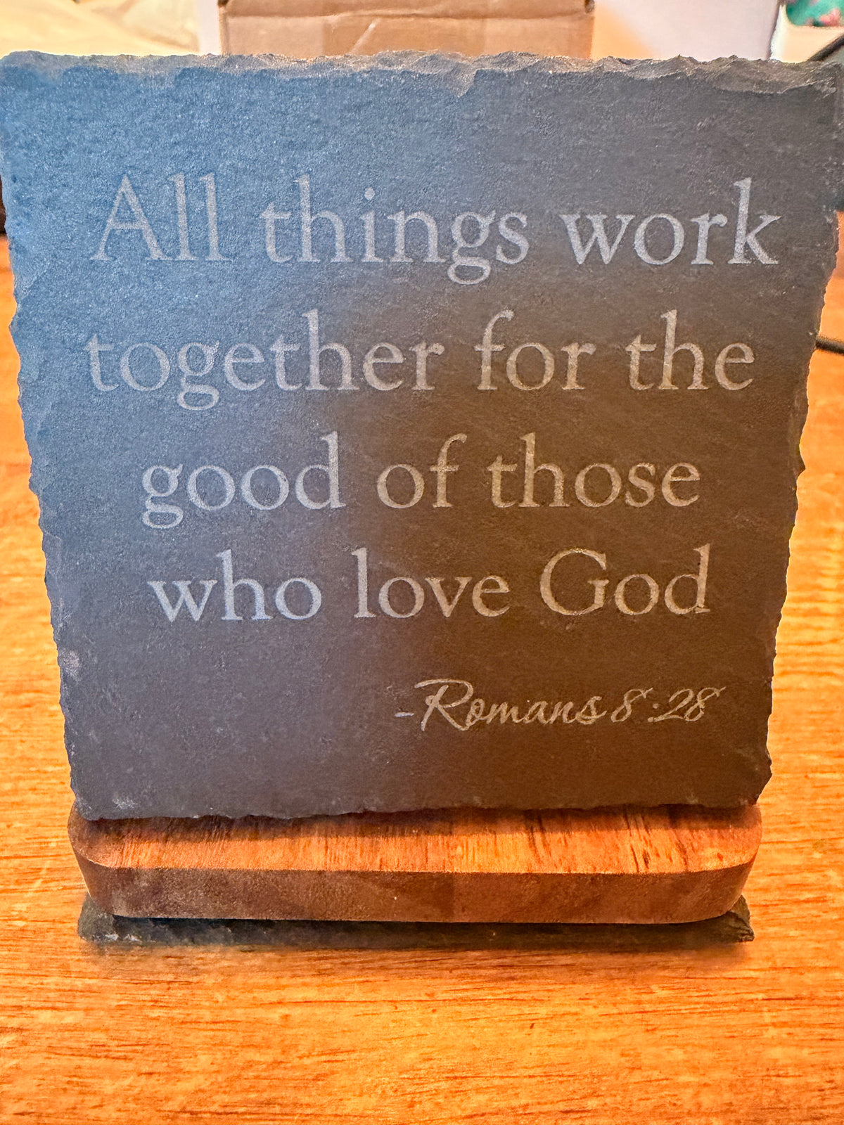 Engraved Scripture Slate Coaster Set – 4 Bible Verse Coasters