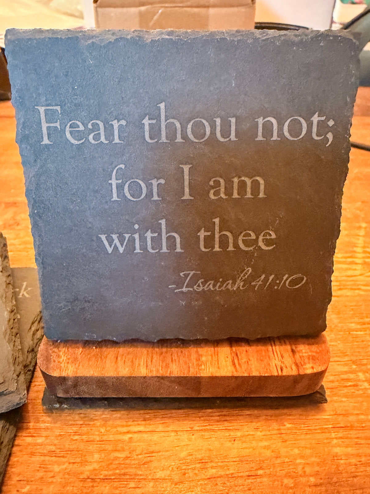 Engraved Scripture Slate Coaster Set – 4 Bible Verse Coasters