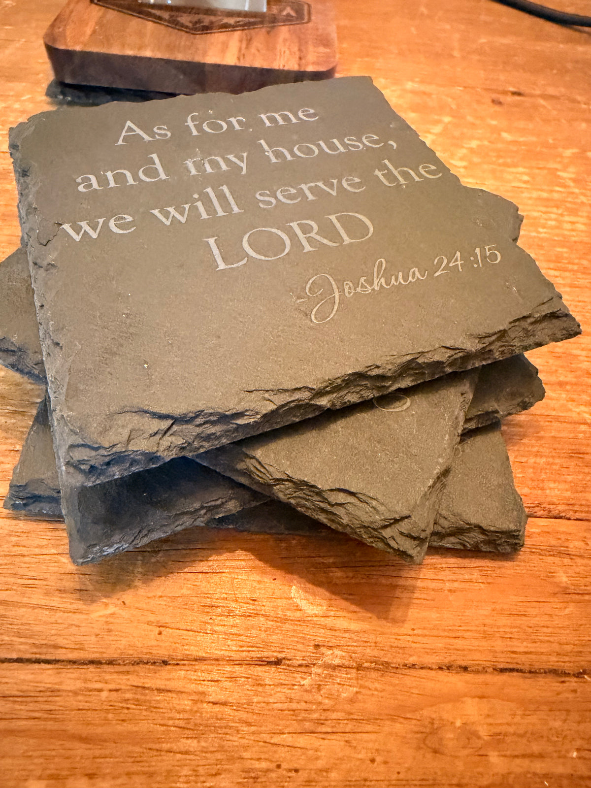 Engraved Scripture Slate Coaster Set – 4 Bible Verse Coasters