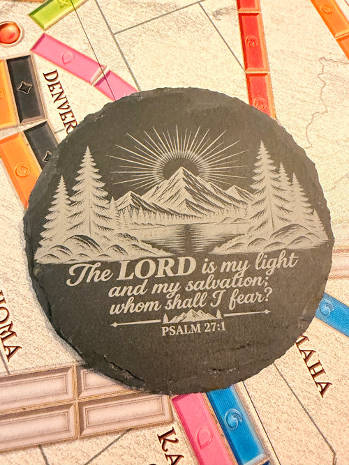 Engraved Scripture Slate Coaster Set – 4 Round Bible Verse Coasters